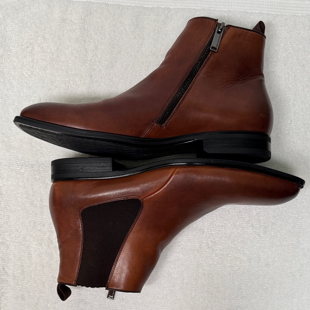 Men’s Karl Lagerfeld Leather Chelsea Cognac Brown Boots Size 10.5M - Picture 3 of 16